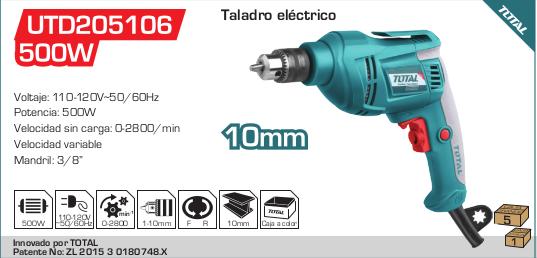 Taladro Electrico 500W 10mm Total